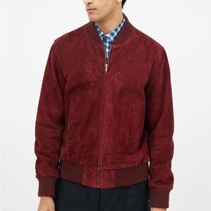 Sandro Men’s Burgundy Suede Bomber Small